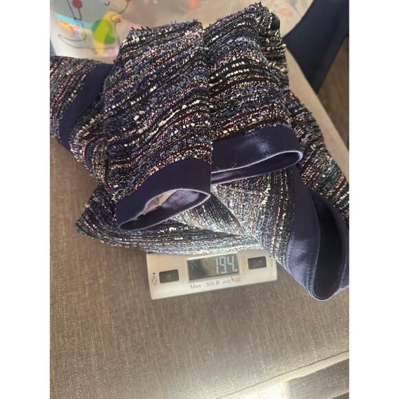 DVF Tweed Jacket & Skirt Set Blue Metallic Women’s Suit Size 2/0 Elegant Chic - Picture 5 of 16